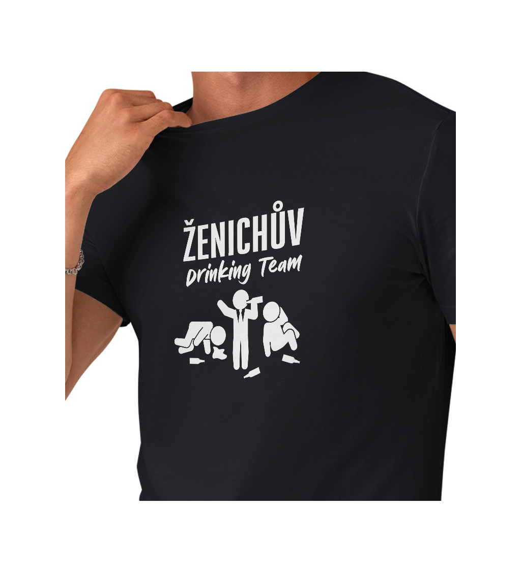 Pánské tričko, černé - Ženichův drinking team