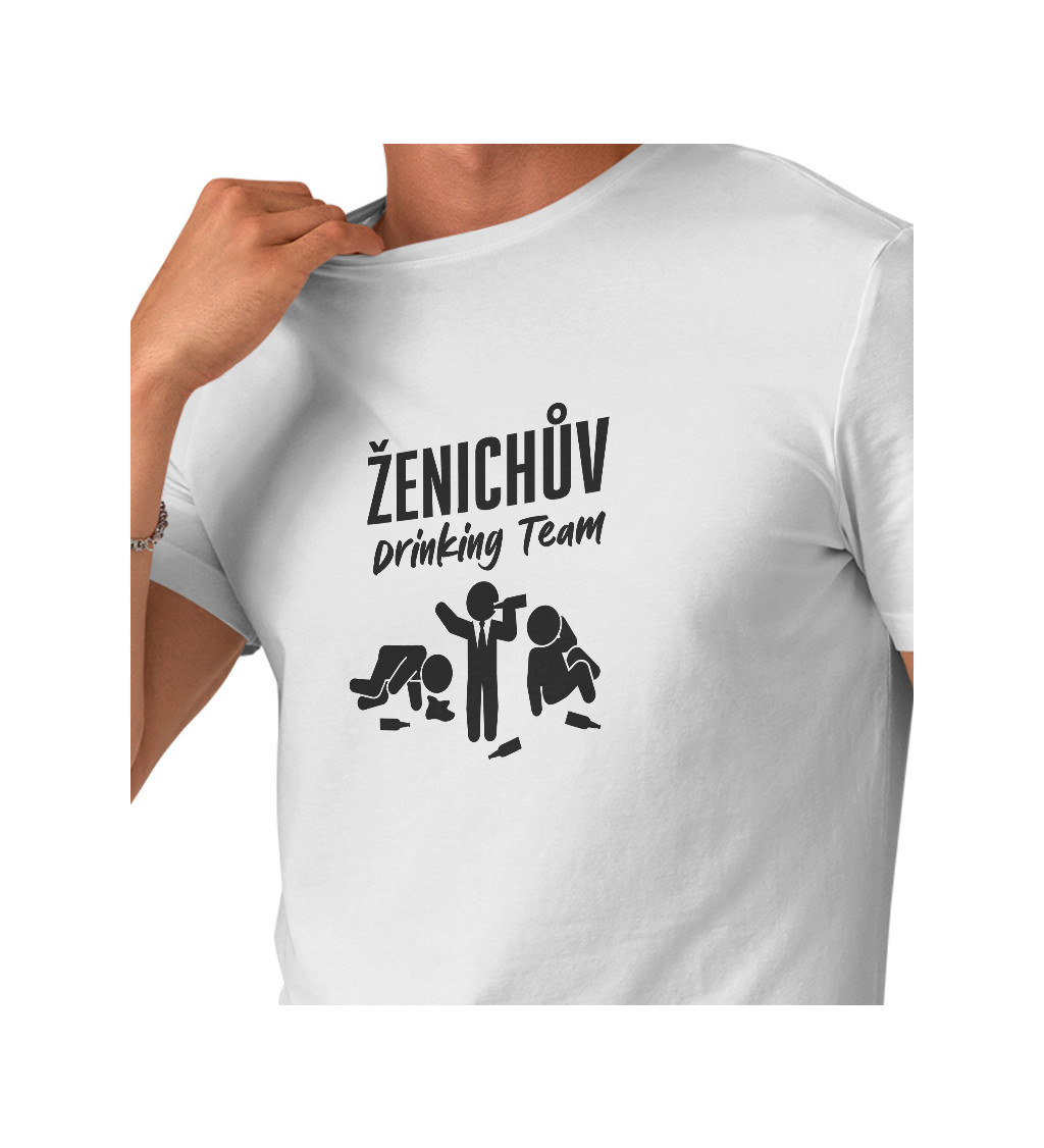 Pánské tričko, bílé - Ženichův drinking team