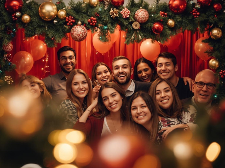 Fotokoutek na vánoční večírek: zábava a vzpomínky v jednom