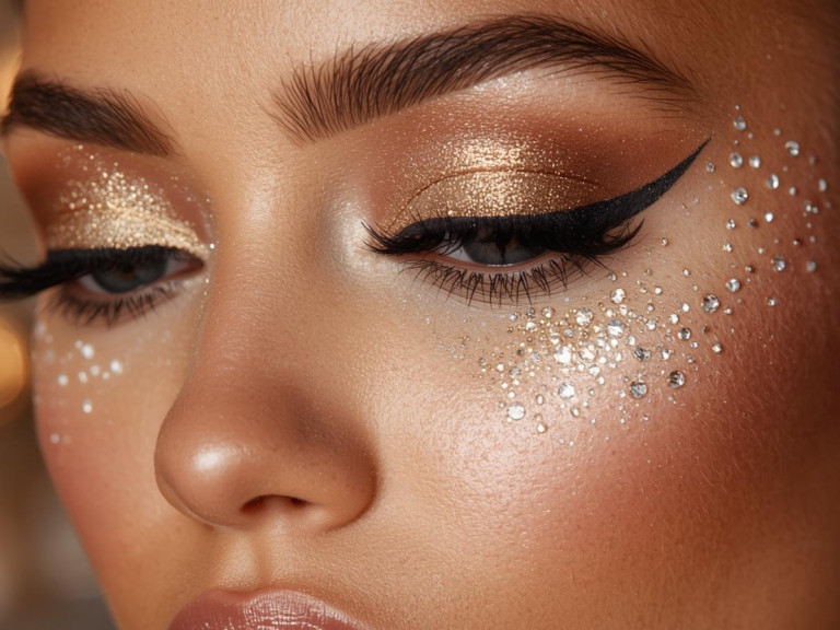 Silvestrovské líčení pro párty: třpytky, kamínky a efekt, který zazáří