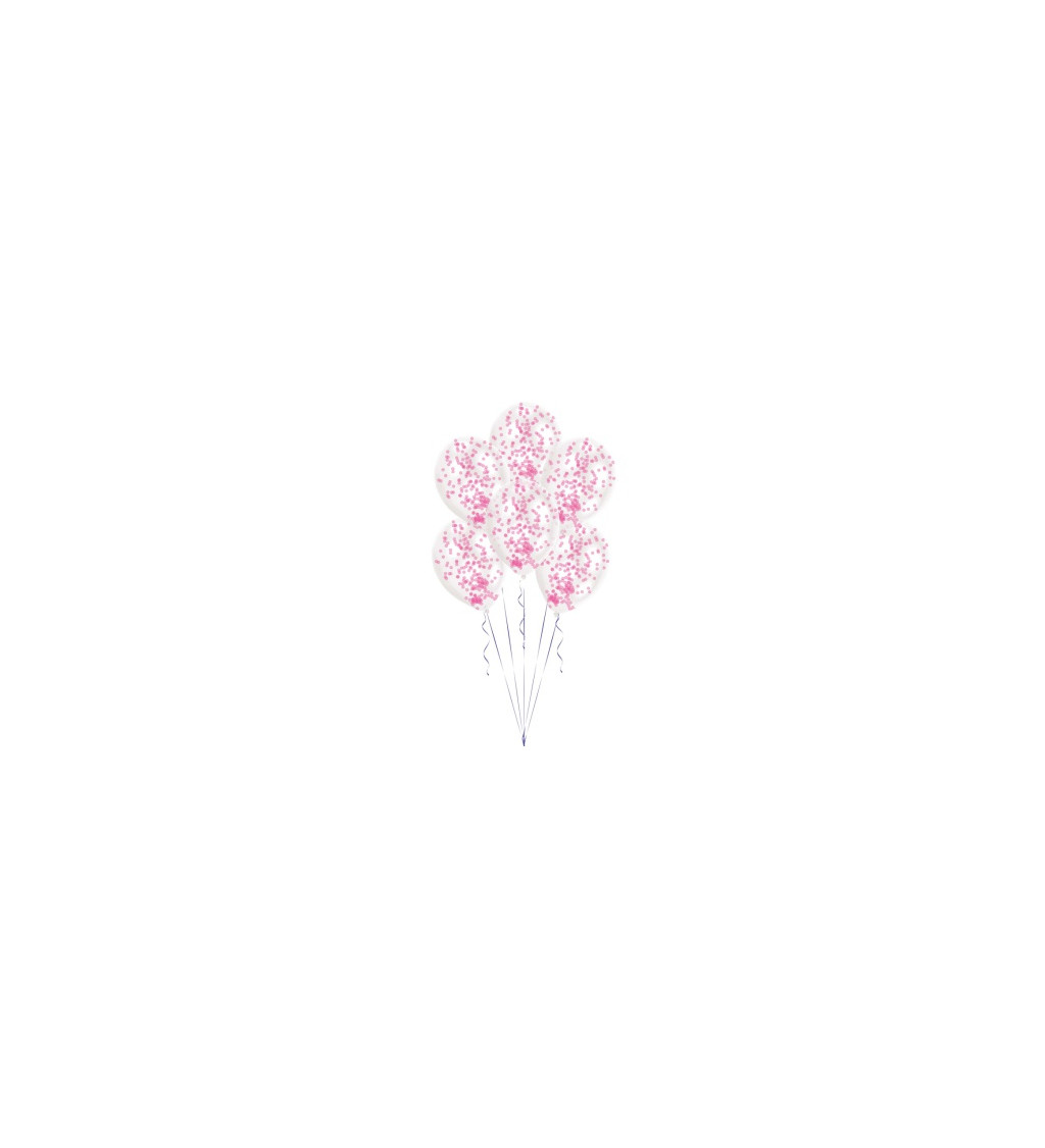 Latexové průhledné balónky - růžové konfety