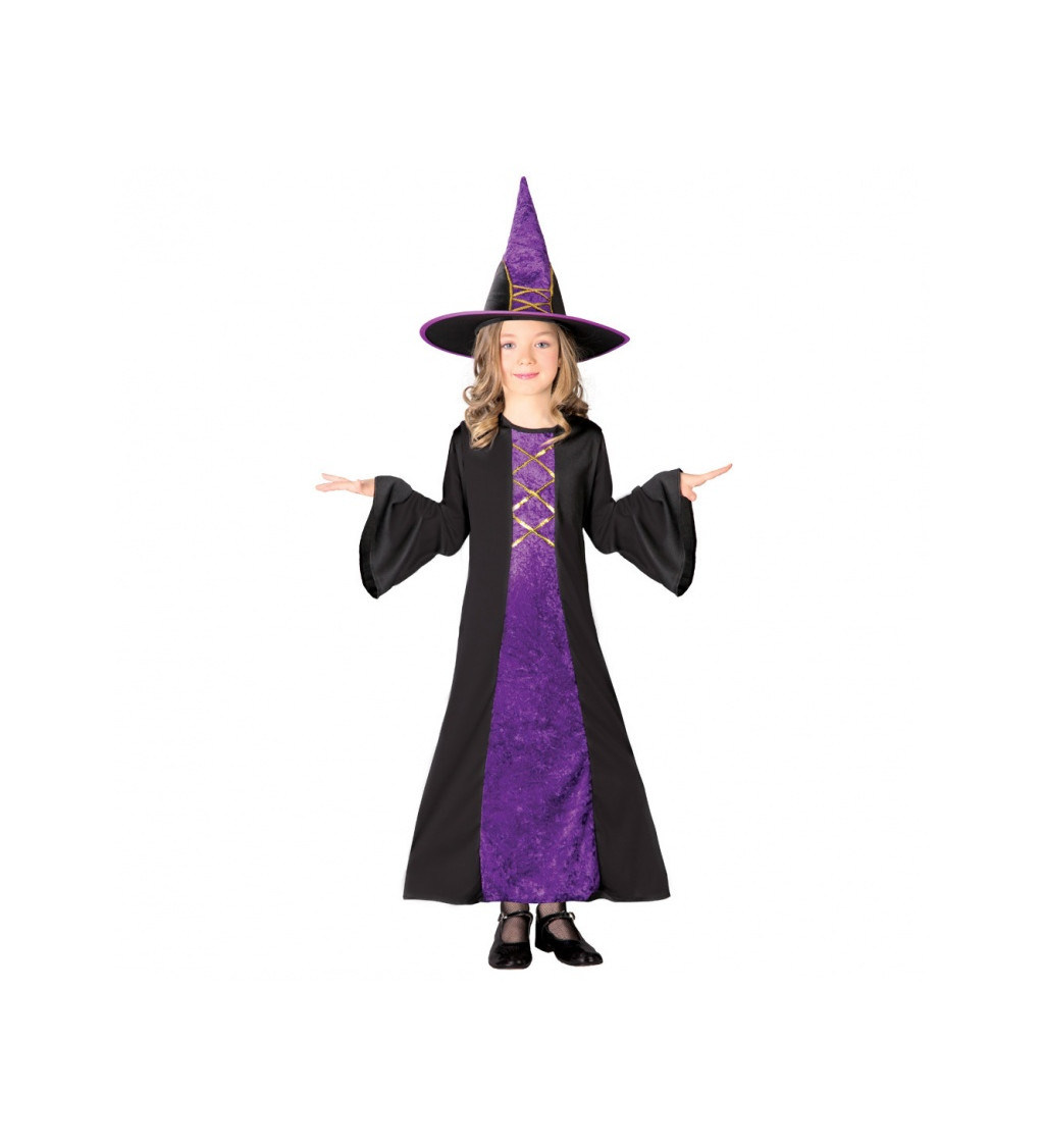 Dětský kostým - Čarodějka fialová