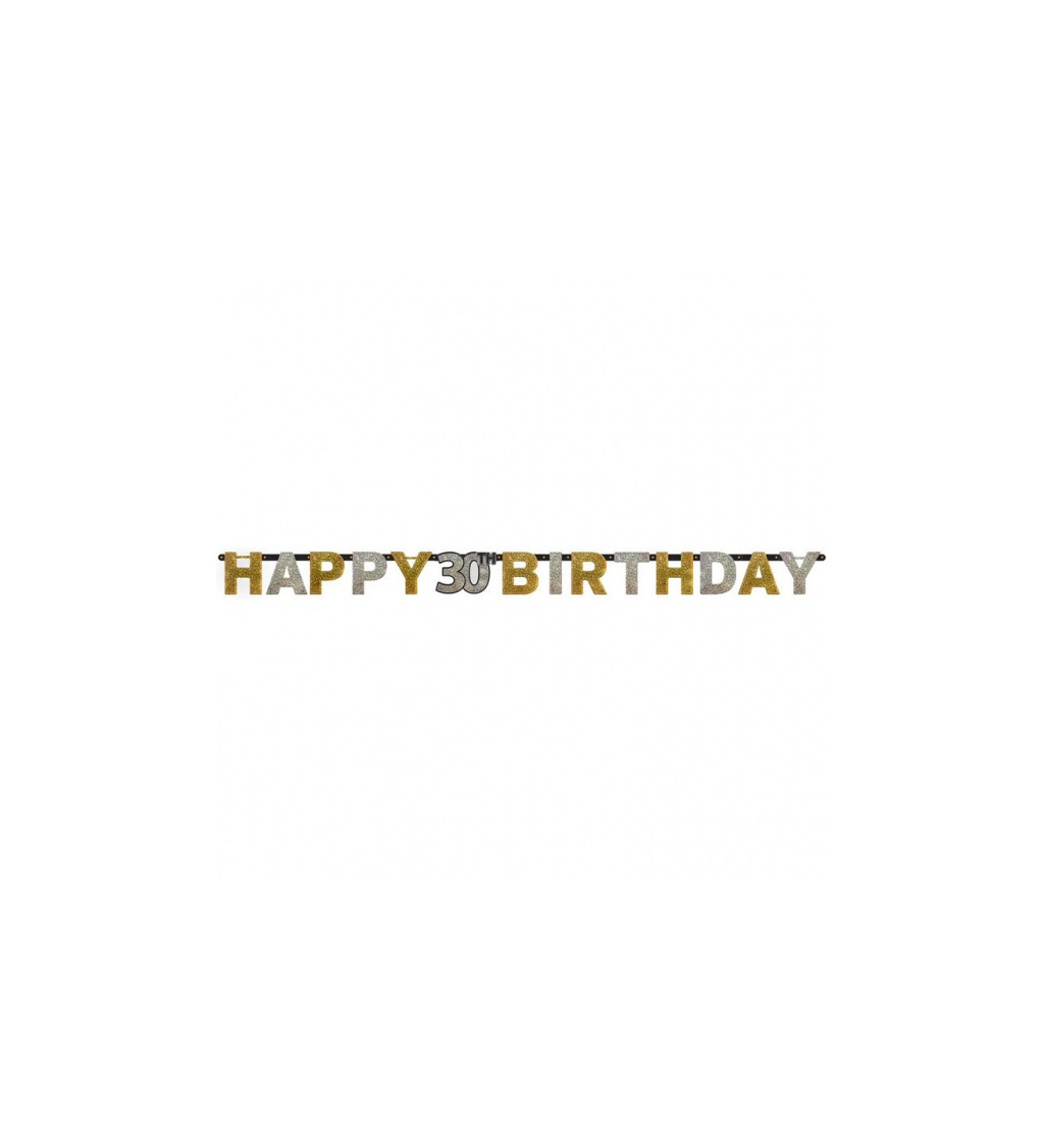 Zlatý nápis Happy Birthday 30 let