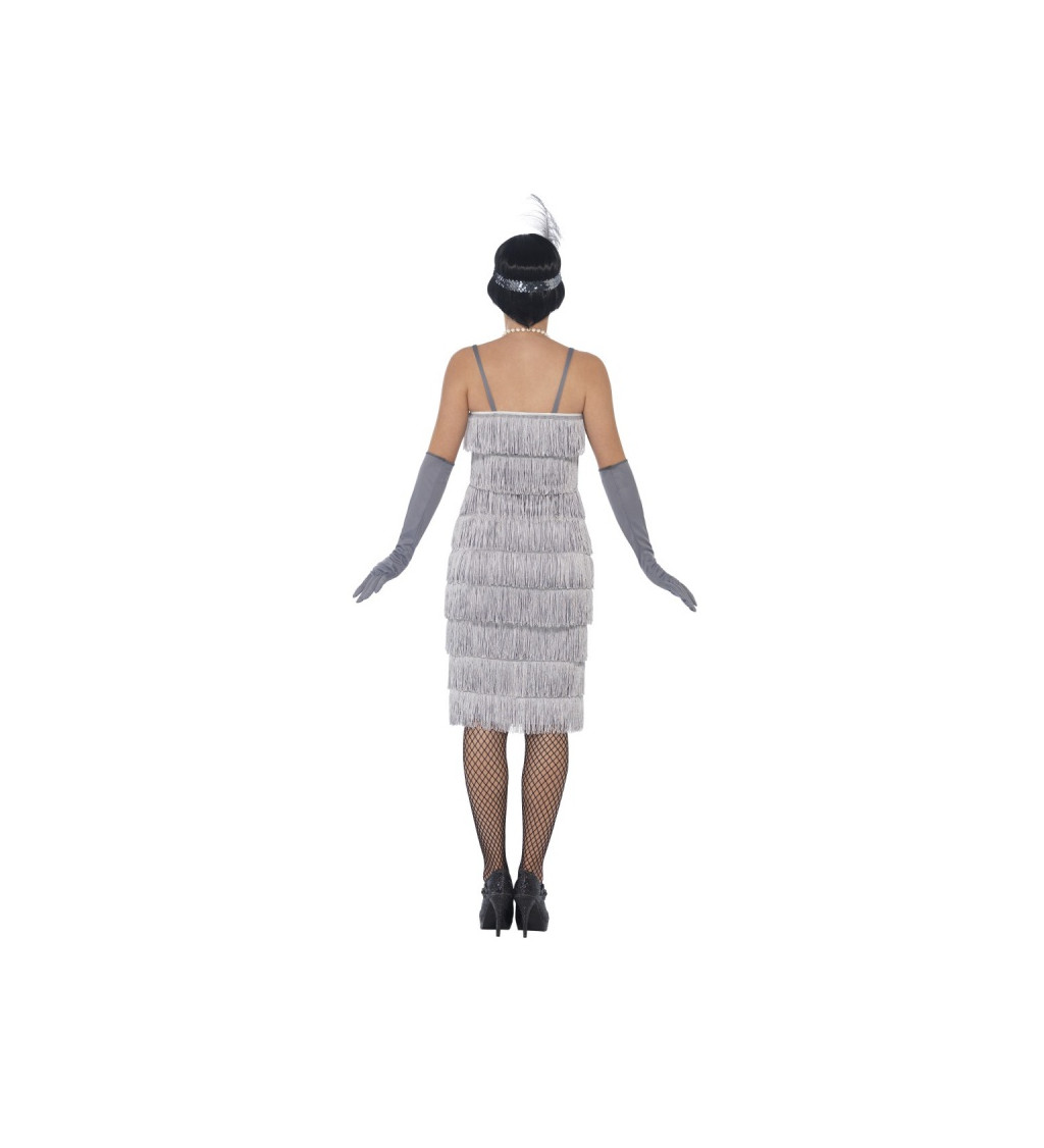 Dámský kostým - Třásňové šaty Prohibice stříbrné