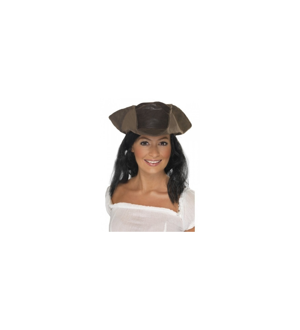 Trojhranný klobouk s vlasy - Pirát
