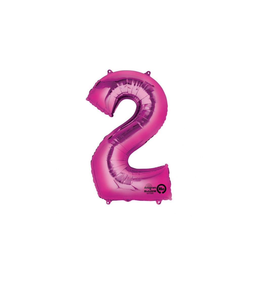 Fóliový balónek - Růžové číslo 2