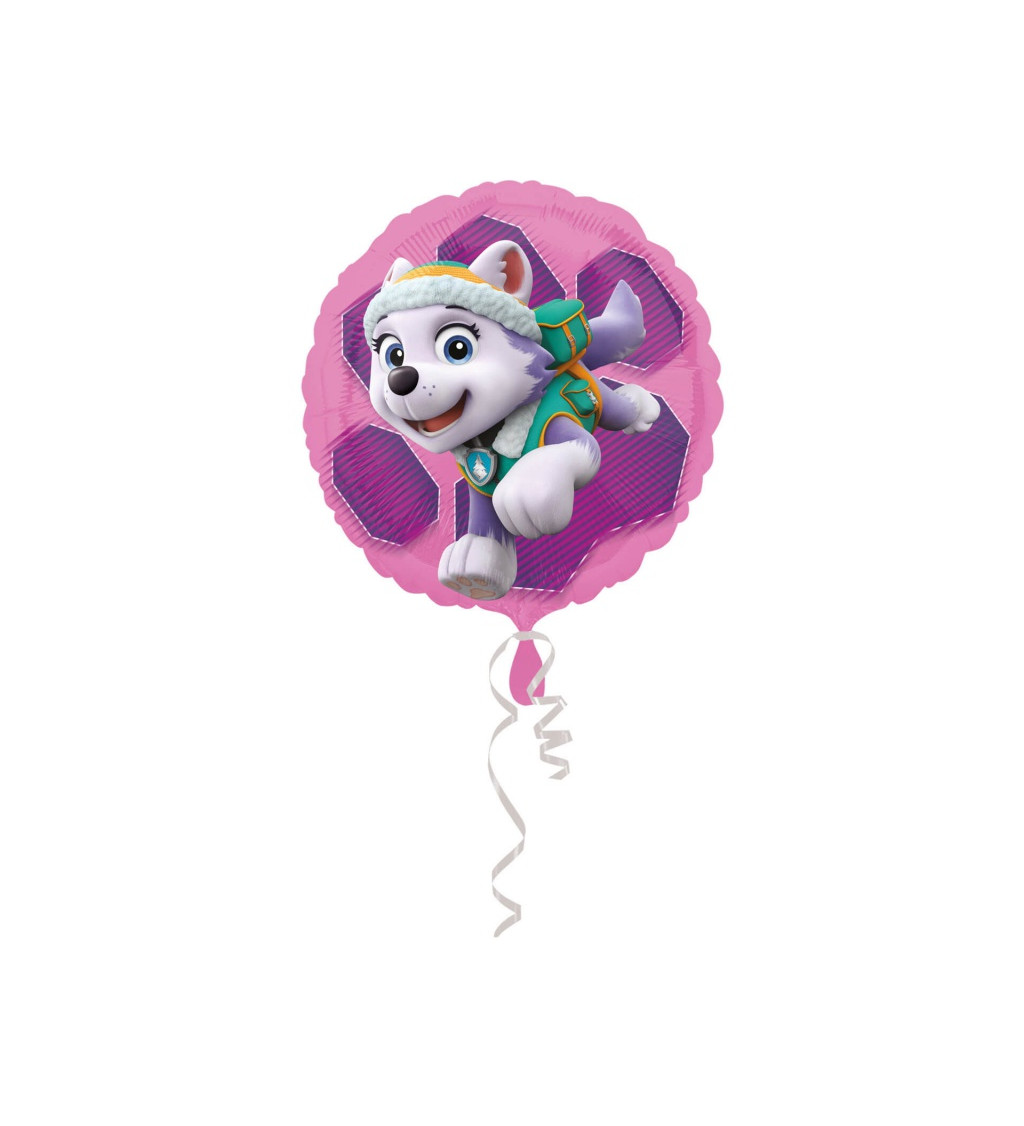 Růžový malý fóliový balónek Tlapková patrola