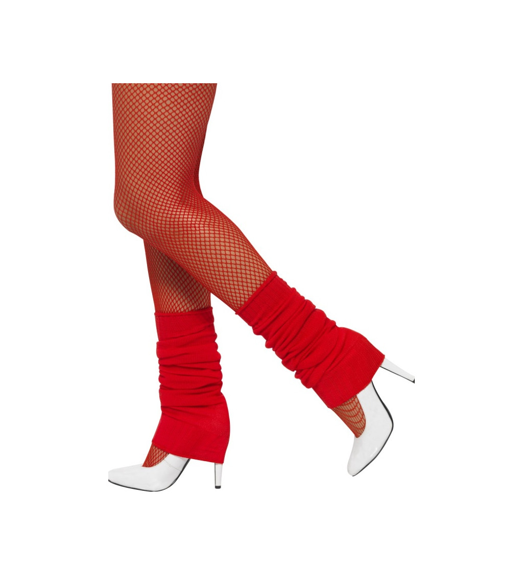 Červené návleky na nohy - pletené