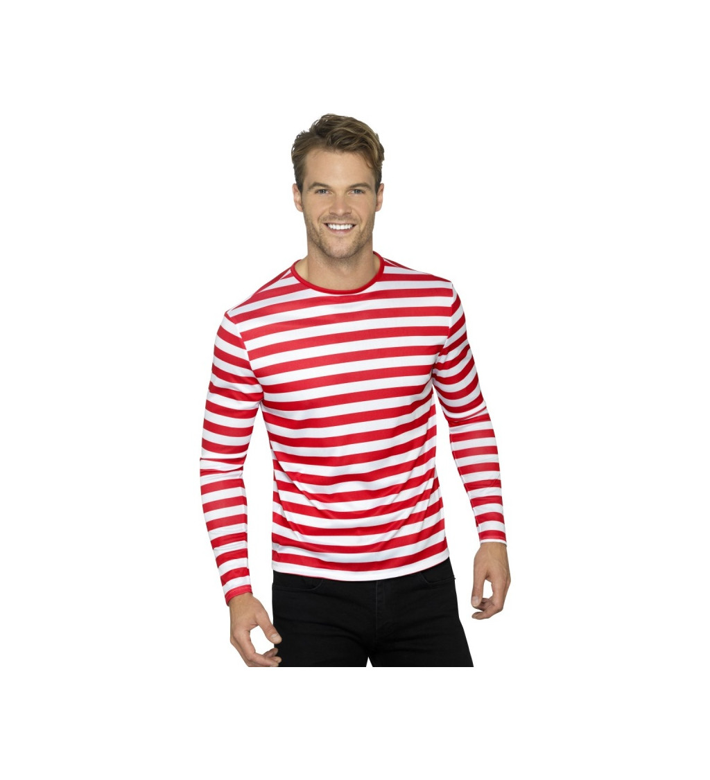 Pruhované tričko s dlouhým rukávem - červeno-bílé