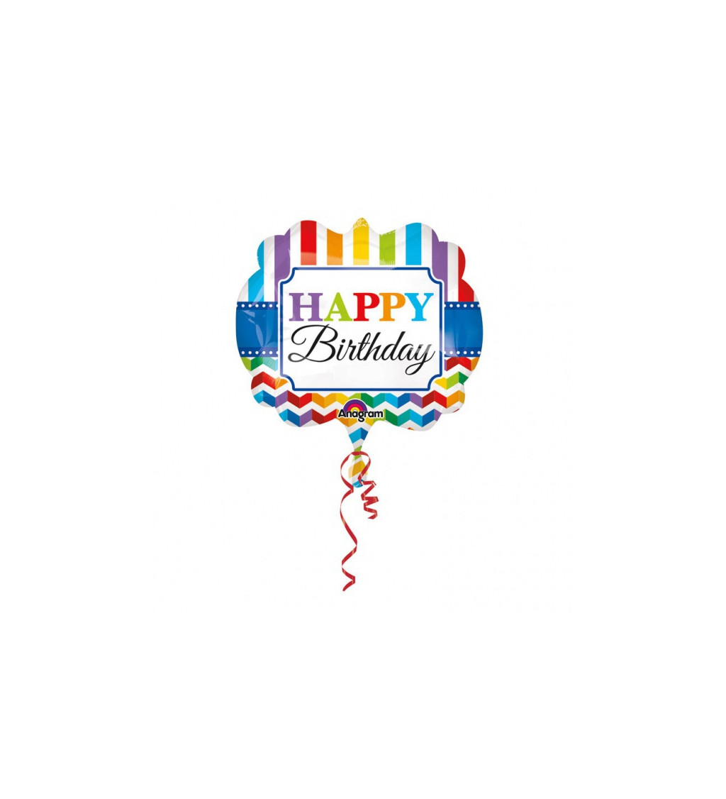 Fóliový balónek s vlnkami Happy Birthday