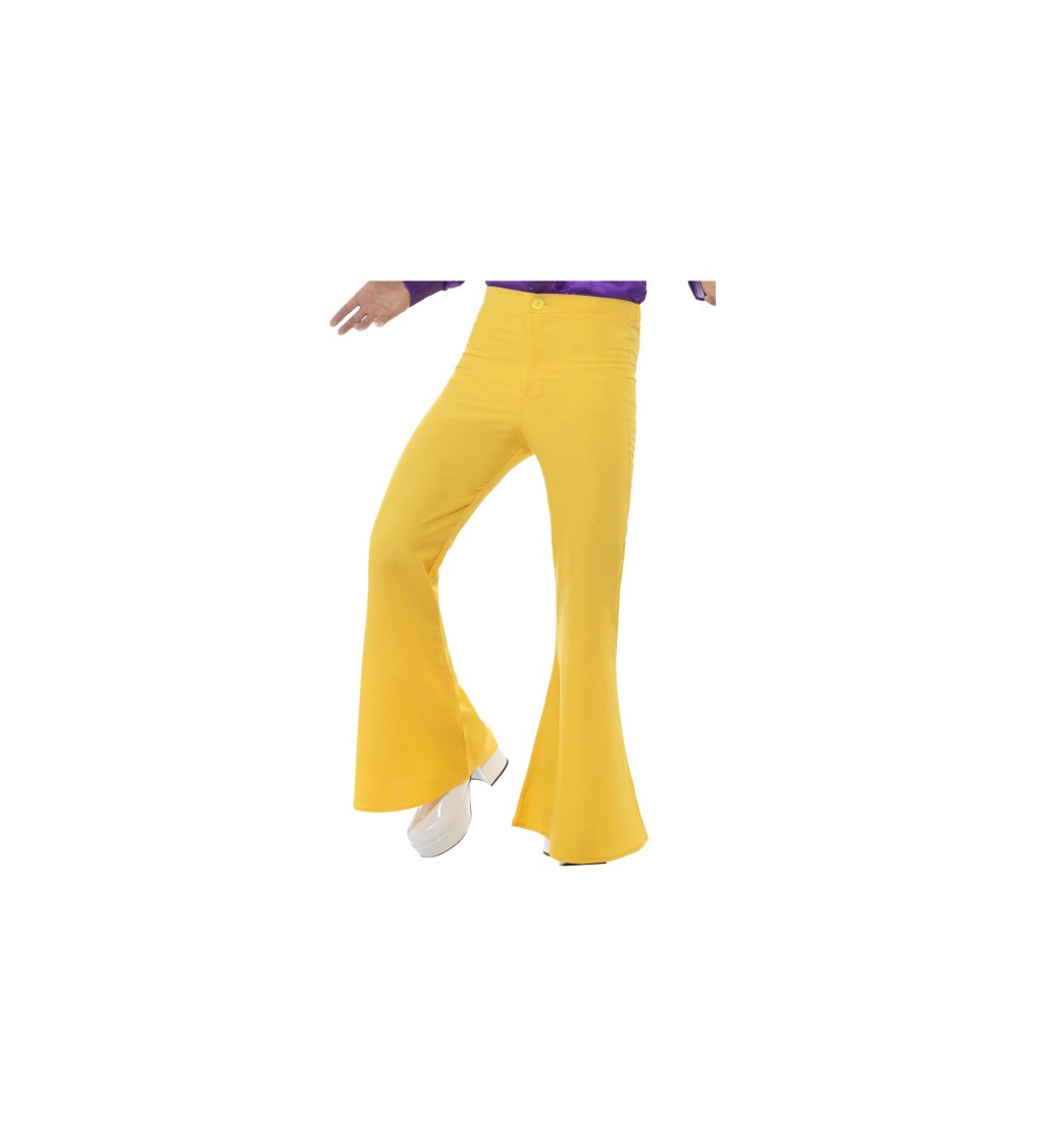 Pánské retro kalhoty do zvonu - žluté