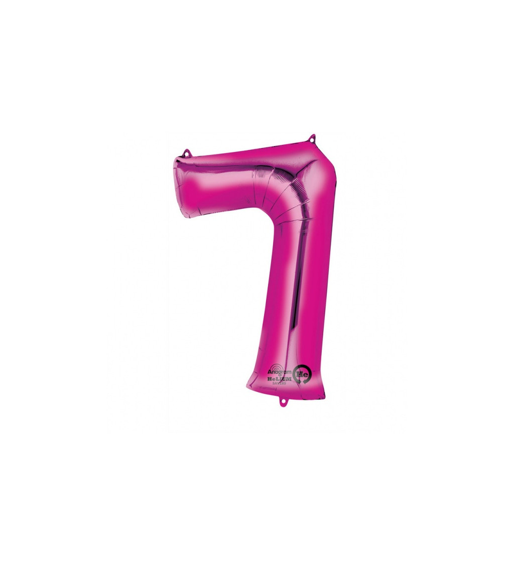 Růžový fóliový balónek - číslo 7