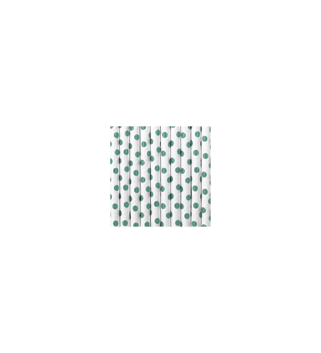 Brčka - bílá se zelenými puntíky