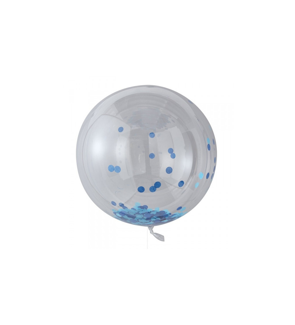 Velký balón s modrými konfetami - koule
