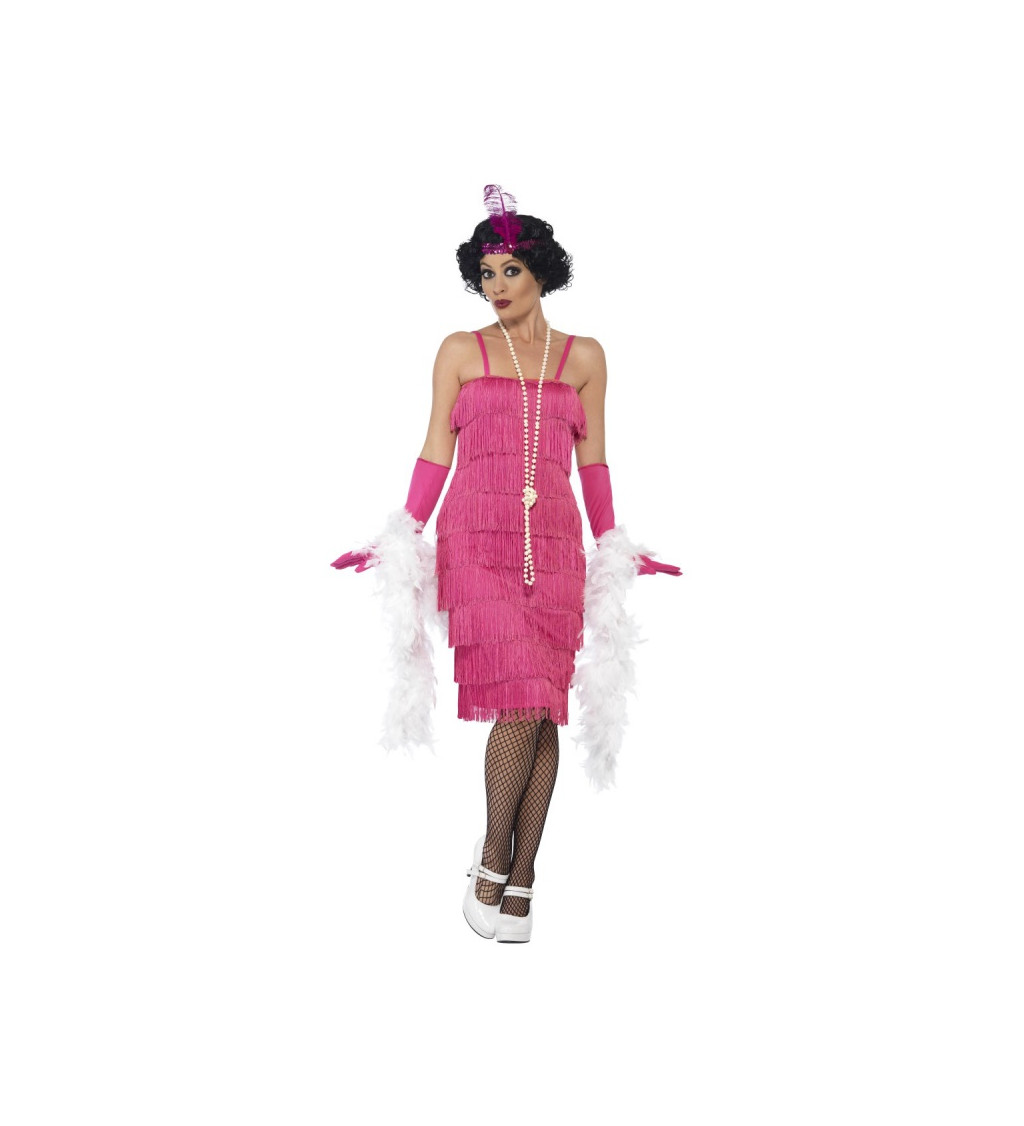Třásňové retro šaty - růžové