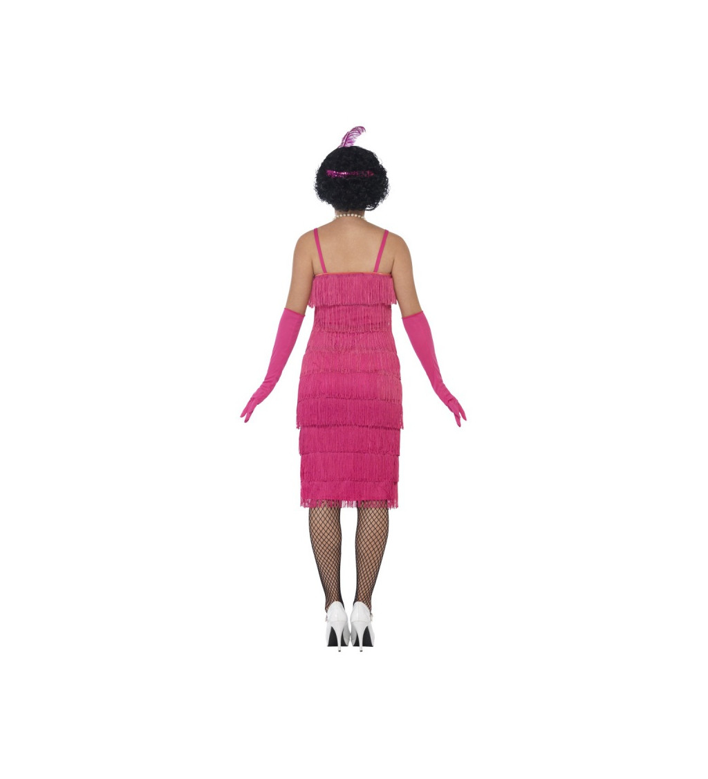 Třásňové retro šaty - růžové