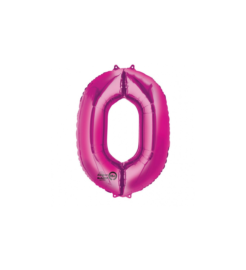 Fóliový balónek - růžové číslo 0
