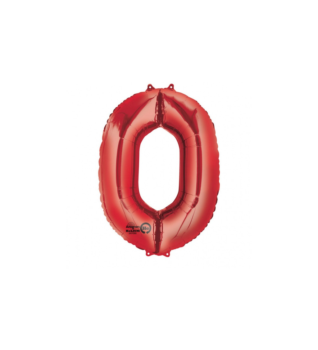 Fóliový balónek - červené číslo 0