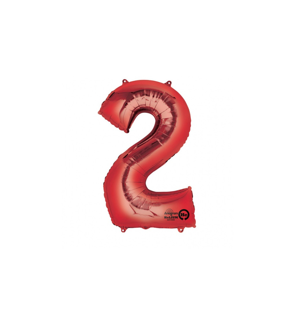 Fóliový balónek - červené číslo 2