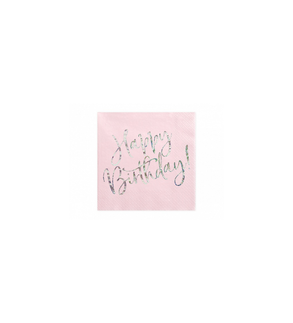 Světle růžové ubrousky - Happy Birthday