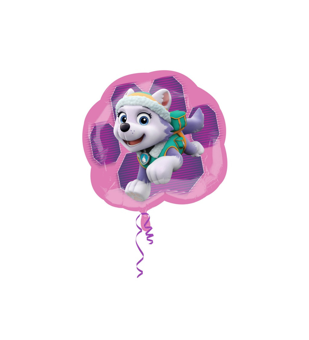 Růžový velký fóliový balónek Tlapková patrola