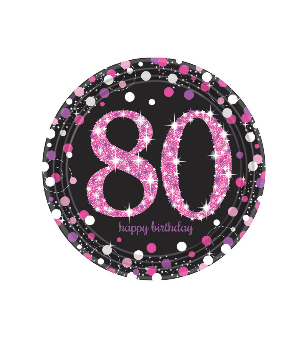 Růžové párty talířky 80 let