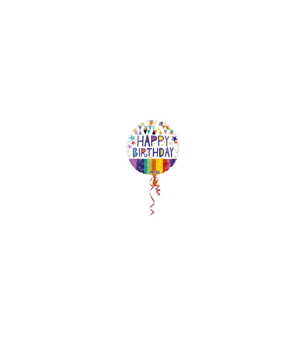 Fóliový balónek kulatý s nápisem Happy birthday