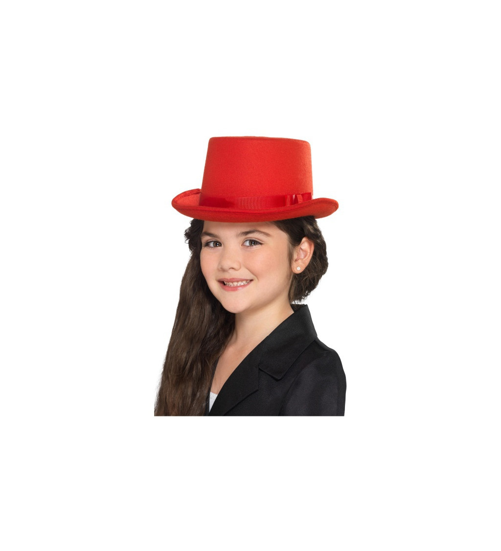 Dětský červený klobouk cylindr