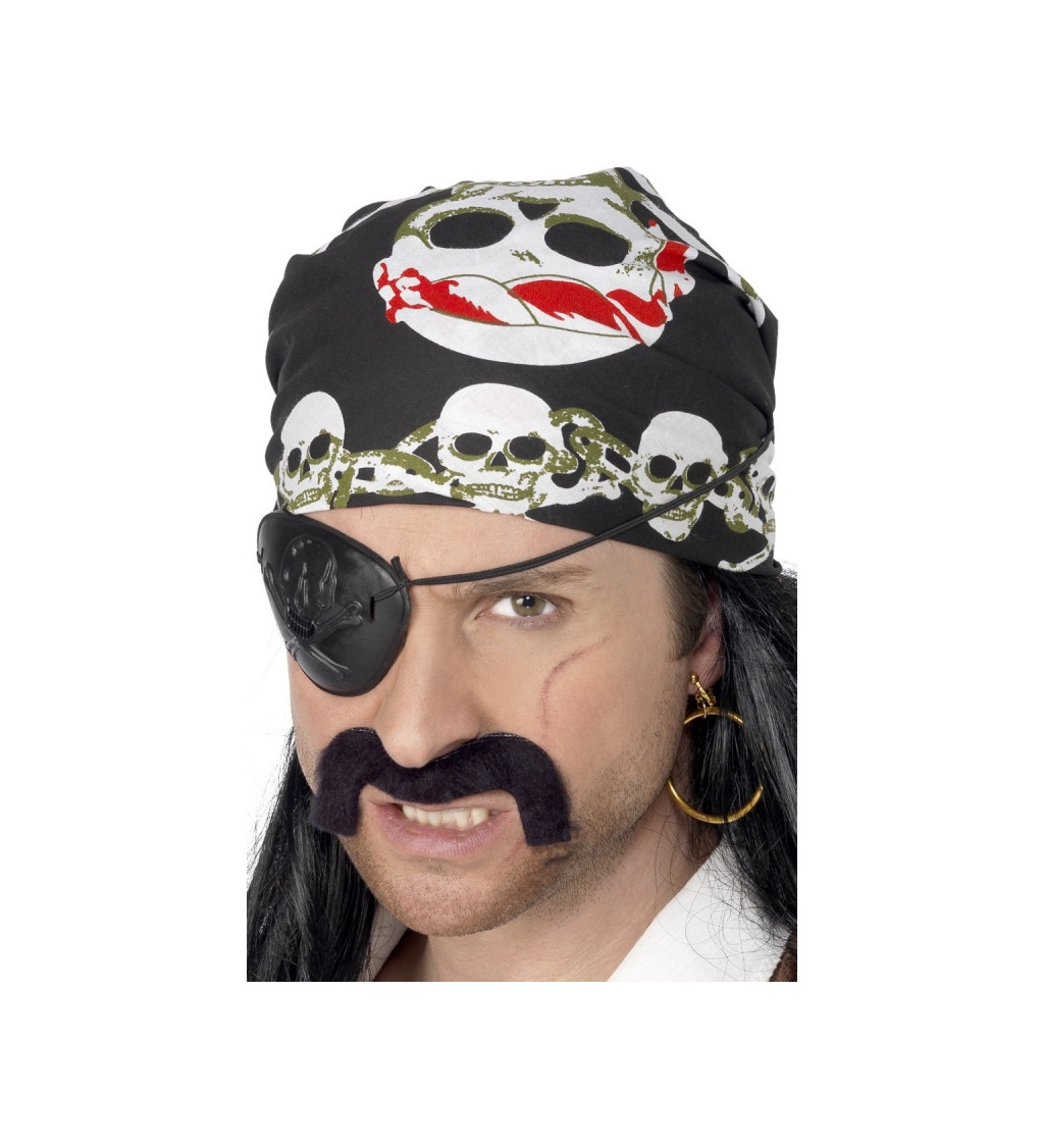 Šátek na hlavu s lebkami - pirátský