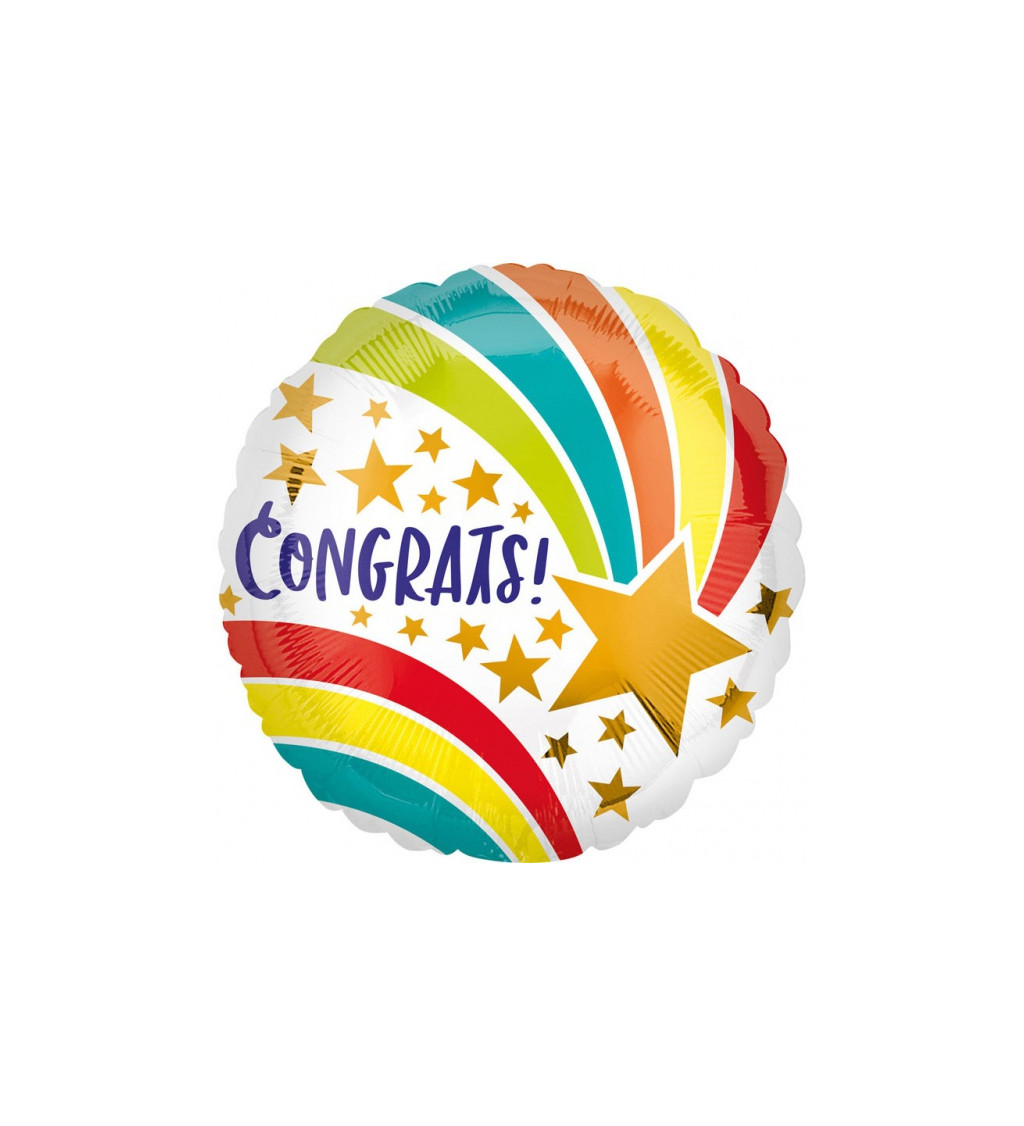 Barevný fóliový balónek Congrats