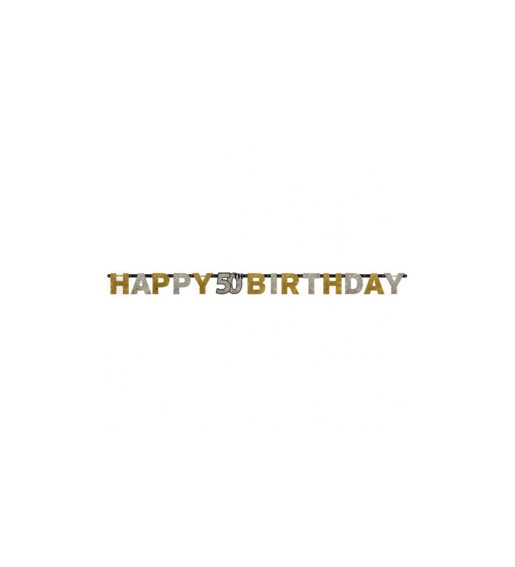 Zlatý nápis Happy Birthday 50 let