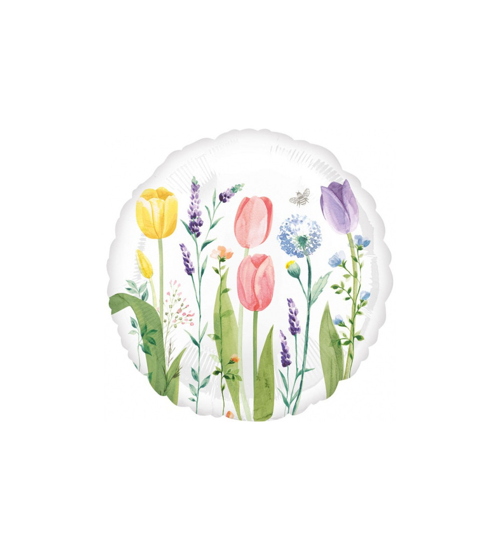 Fóliový balónek zahrada s tulipány
