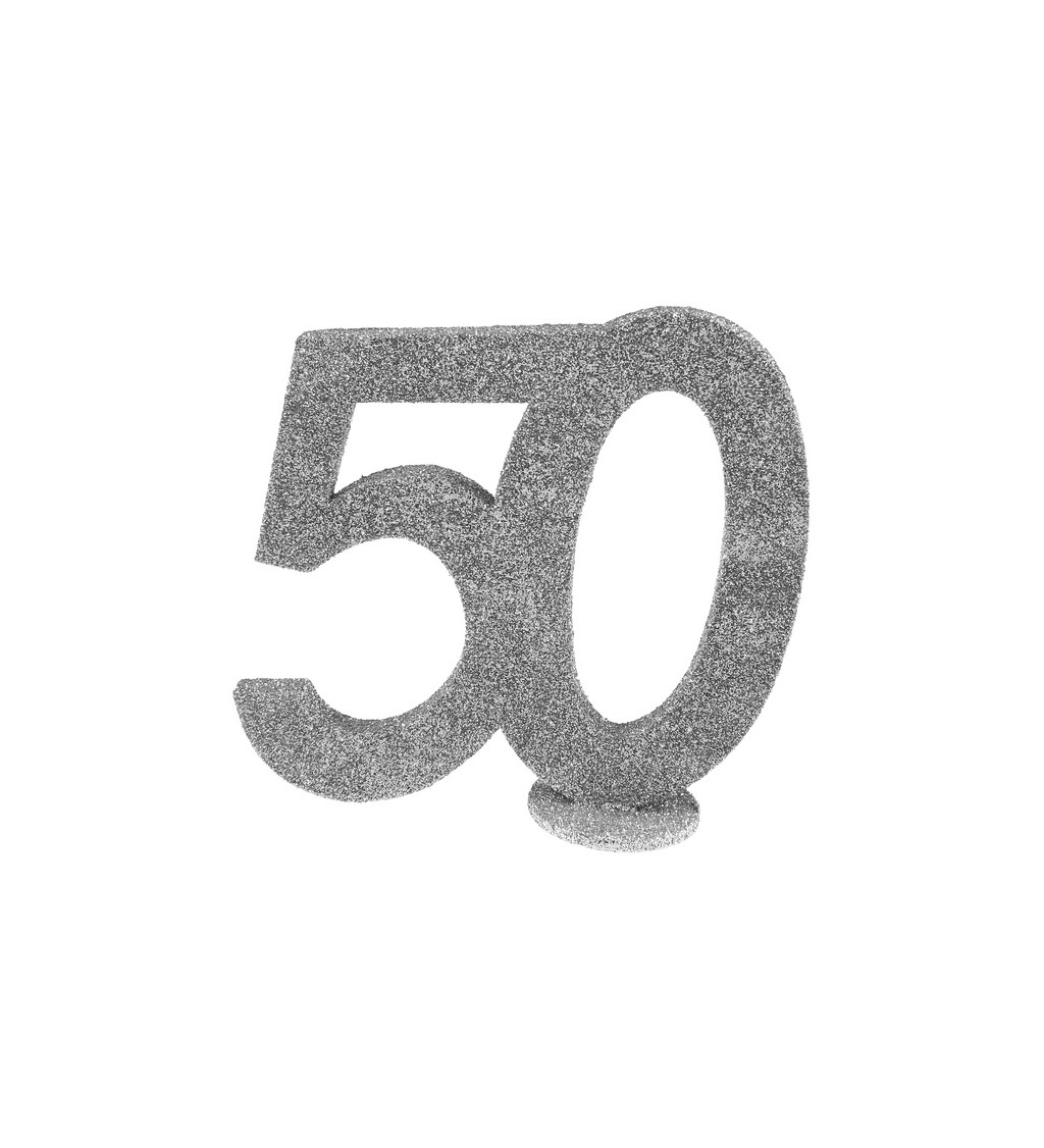 Číslo 50 - stříbrná dekorace