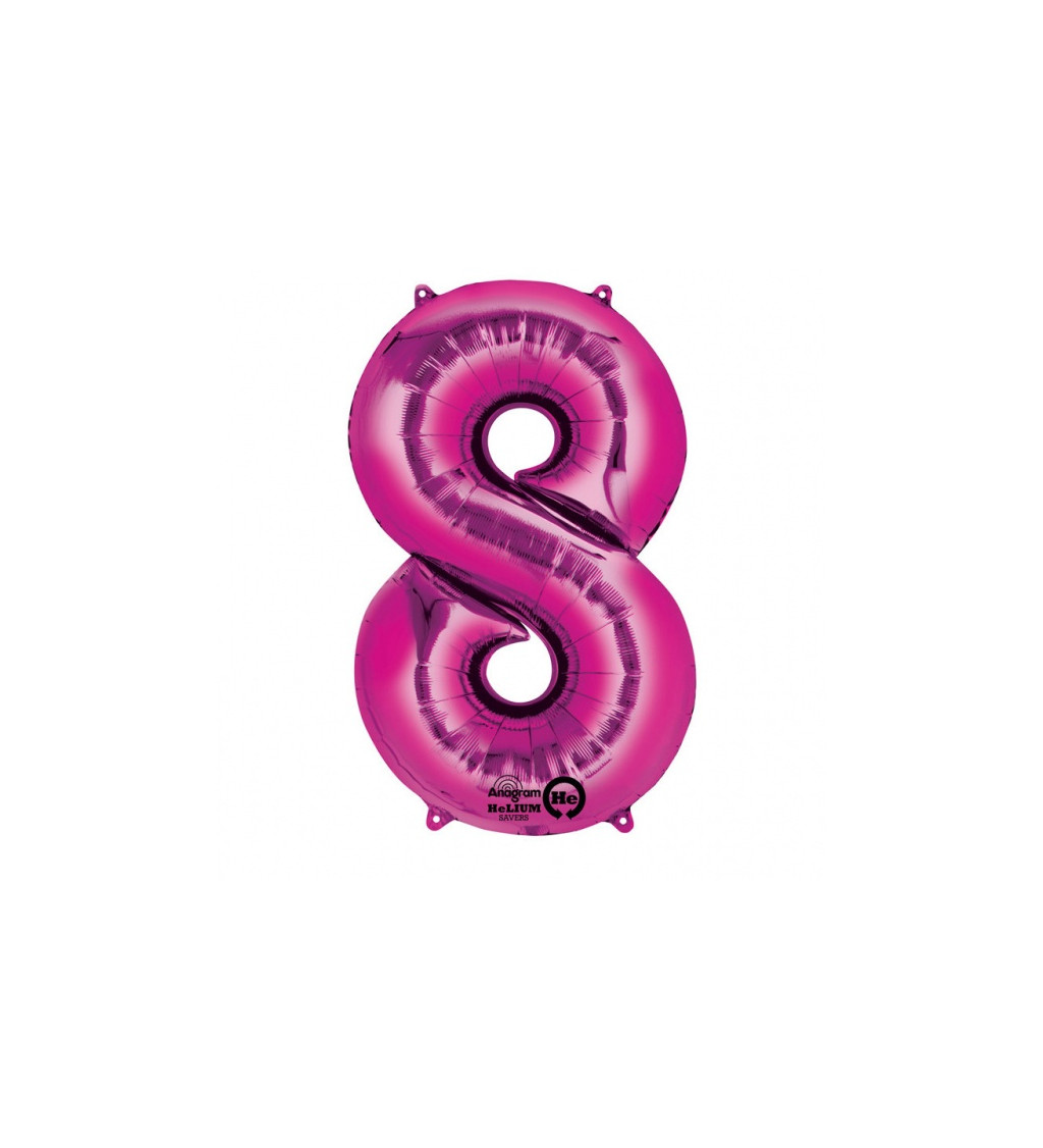 Fóliový balónek číslo 8, růžový, 83cm