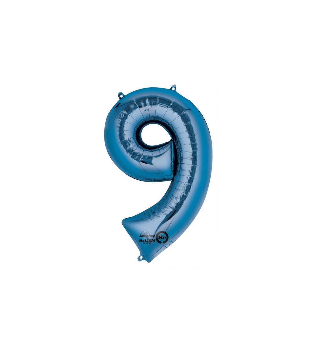 Fóliový balónek číslo 9, světle modrý, 86cm