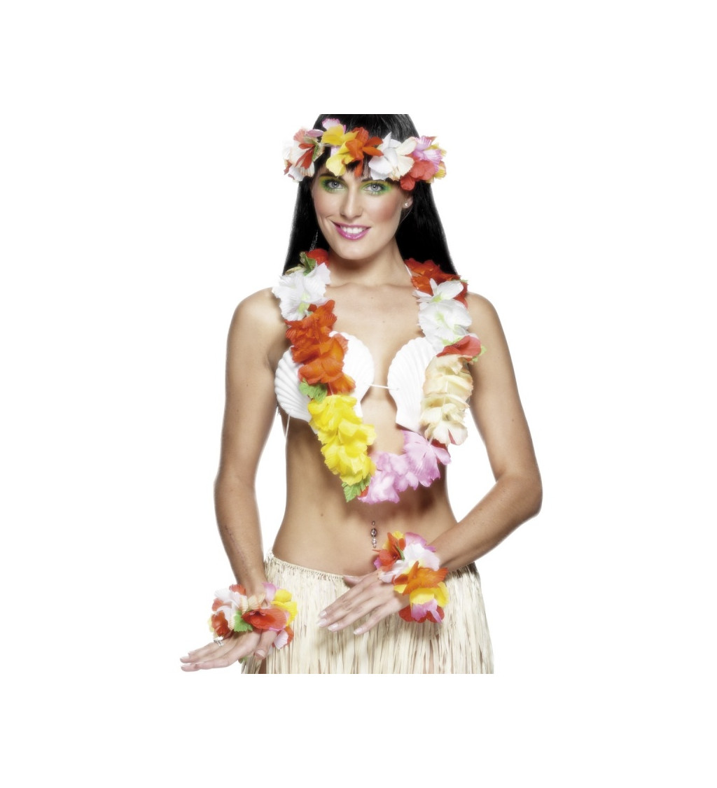 Havajská Lei sada - barevné květy