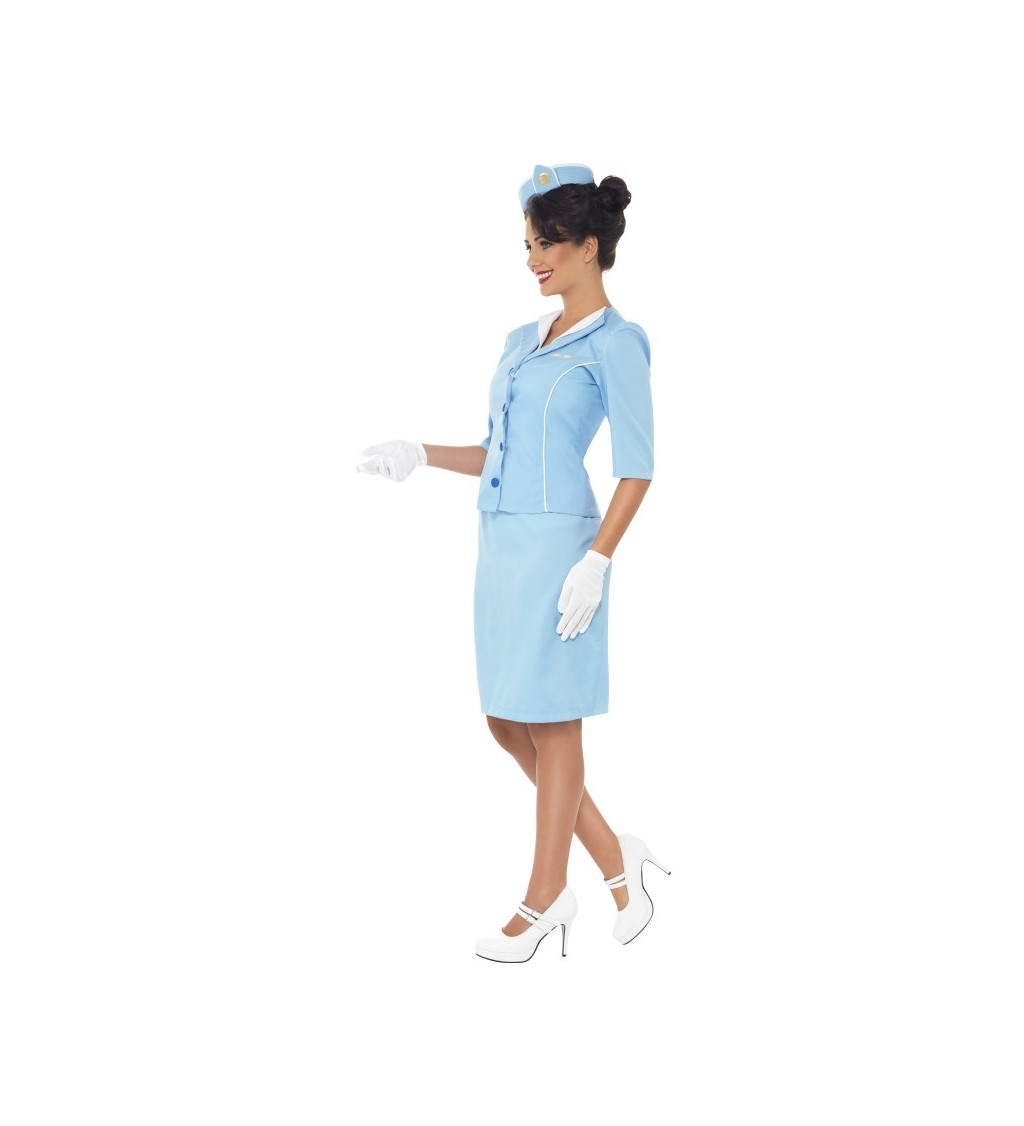 Dámský kostým - Letuška - modré šaty