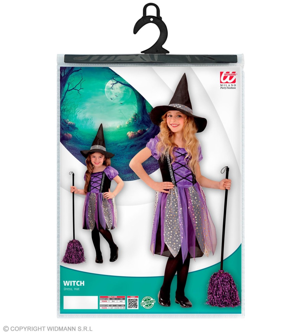 Dětský kostým - malá čarodějnice - fialová