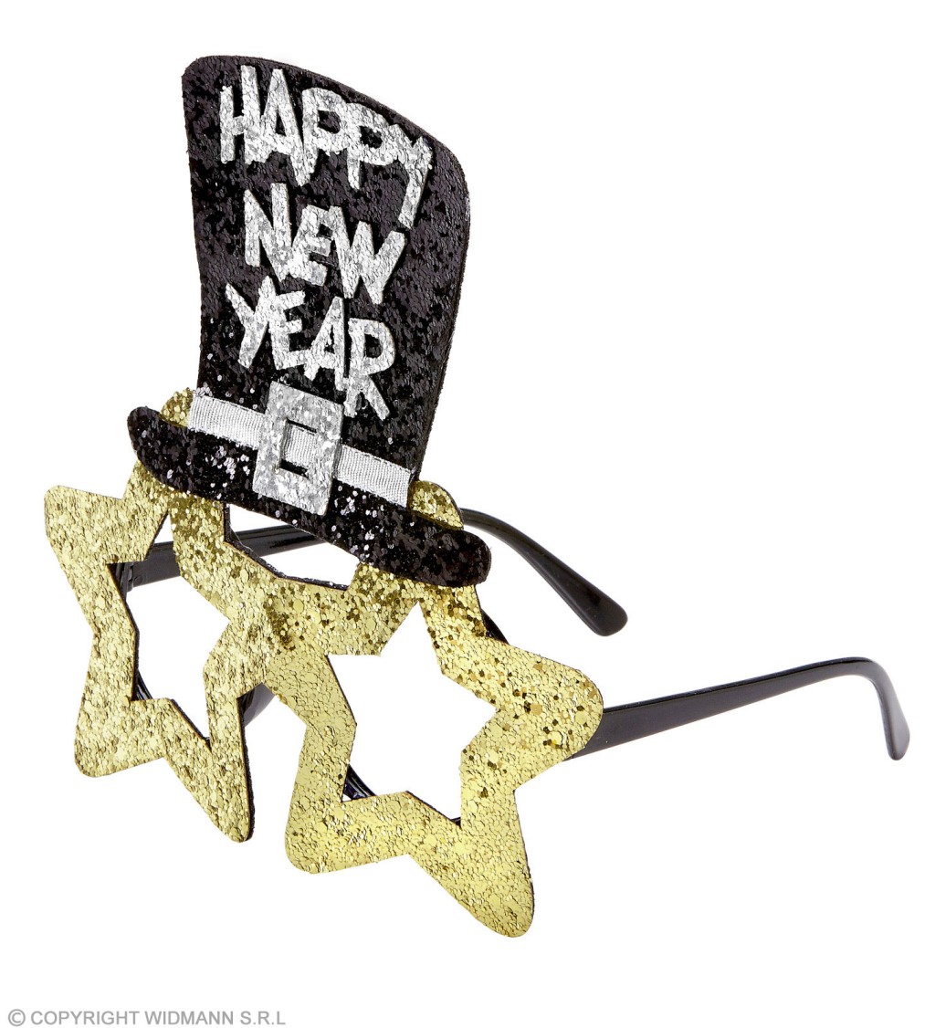 Brýle s kloboukem Happy New Year – zlaté