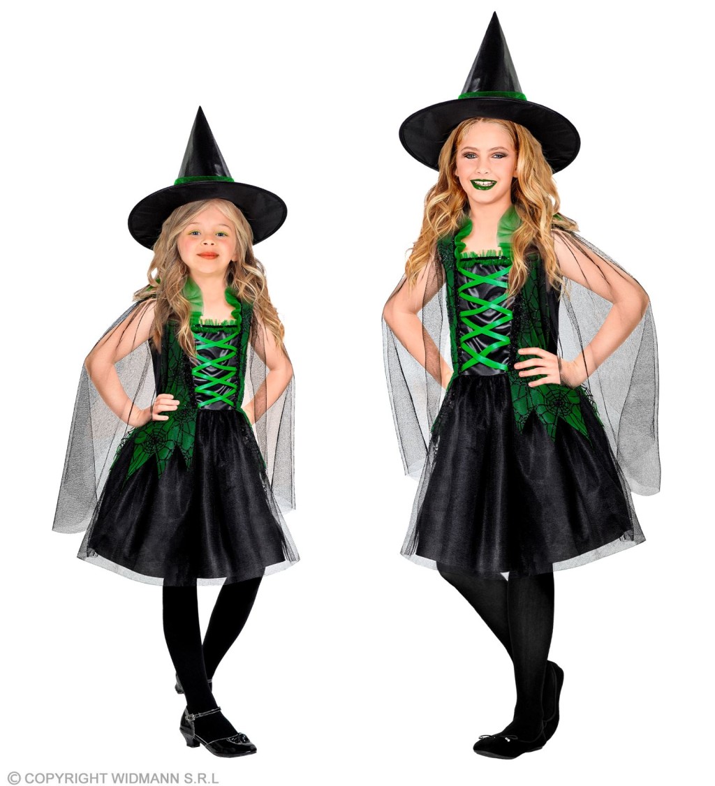 Dětský kostým Malá čarodějnice - zelená