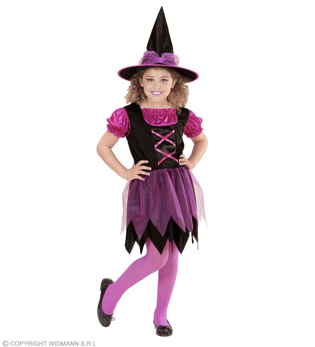 Dětský kostým -  malá čarodějnice - růžová