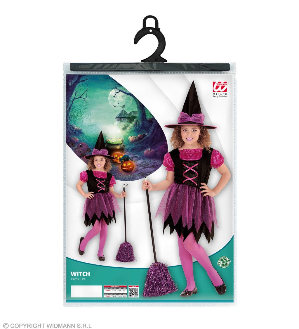 Dětský kostým -  malá čarodějnice - růžová