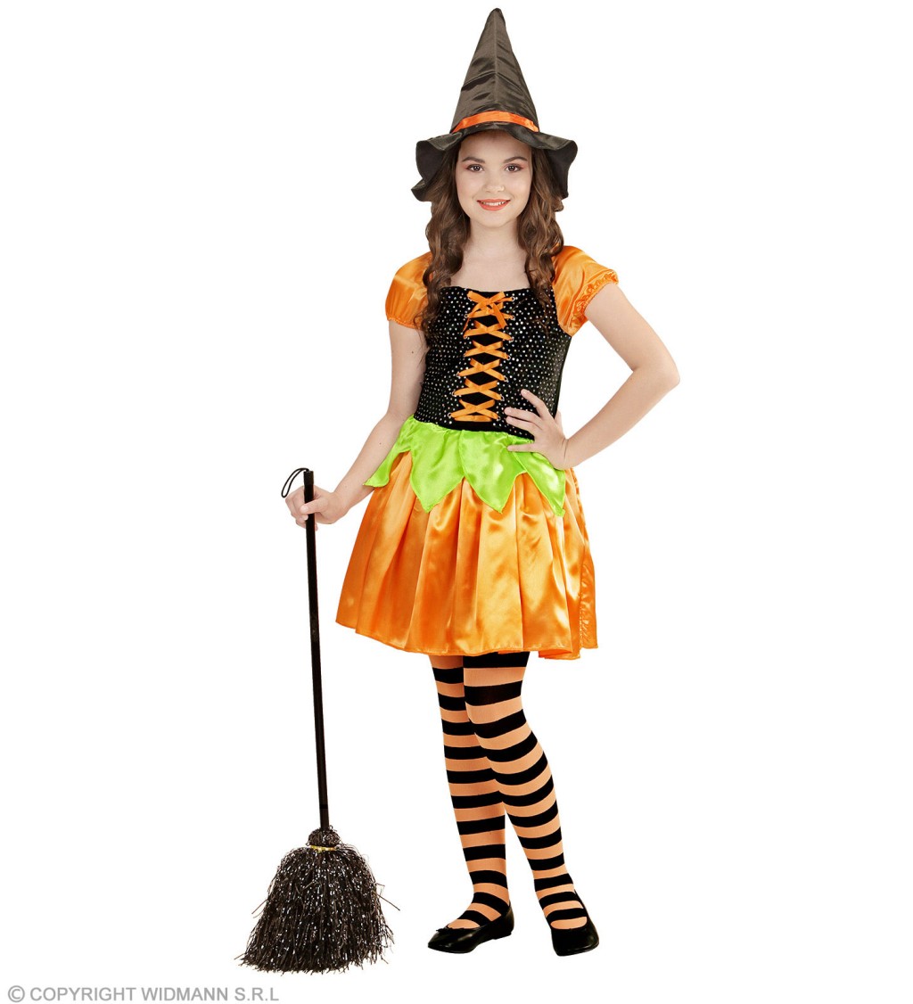 Halloween kostým pro děti - oranžová čarodějka