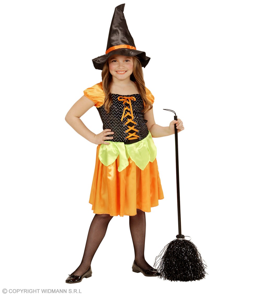 Halloween kostým pro děti - oranžová čarodějka