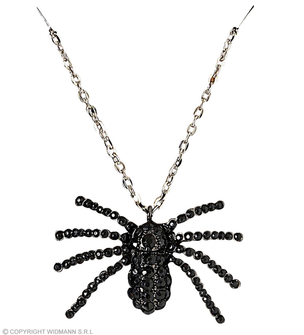 Náhrdelník - černý kamínkový pavouk
