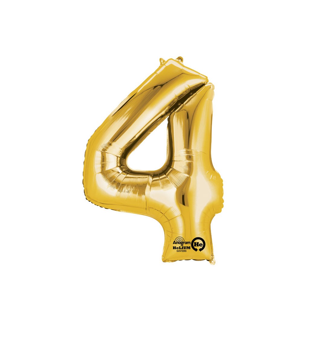Zlatý velký fóliový balónek - číslo 4
