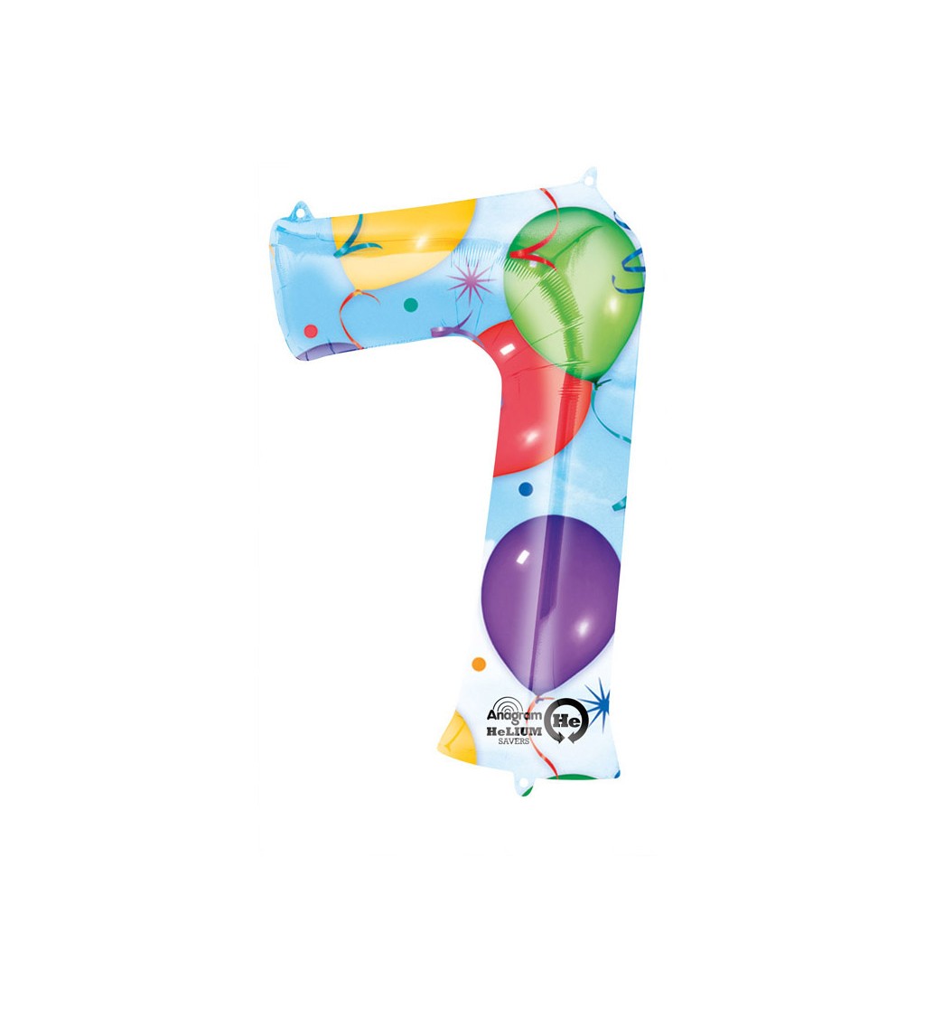 Fóliový balónek číslo 7, barevný, 86cm