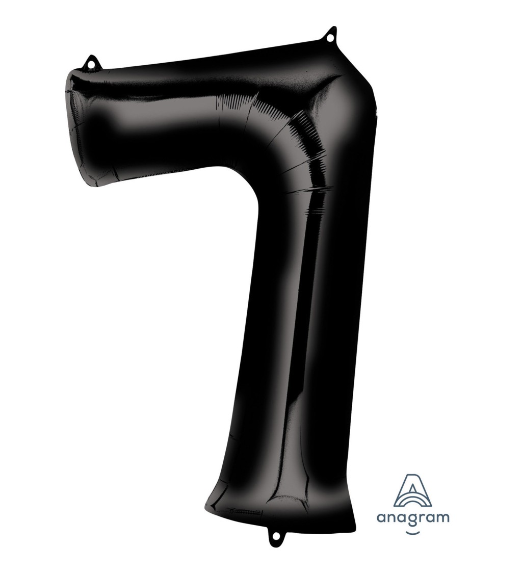 Fóliový balónek číslo 7, černý, 88 cm