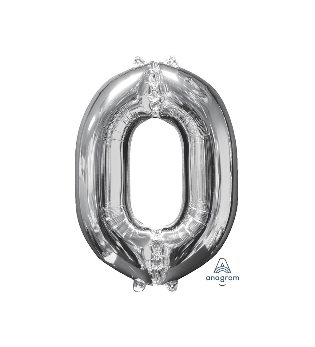 Stříbrný střední fóliový balónek - číslo 0