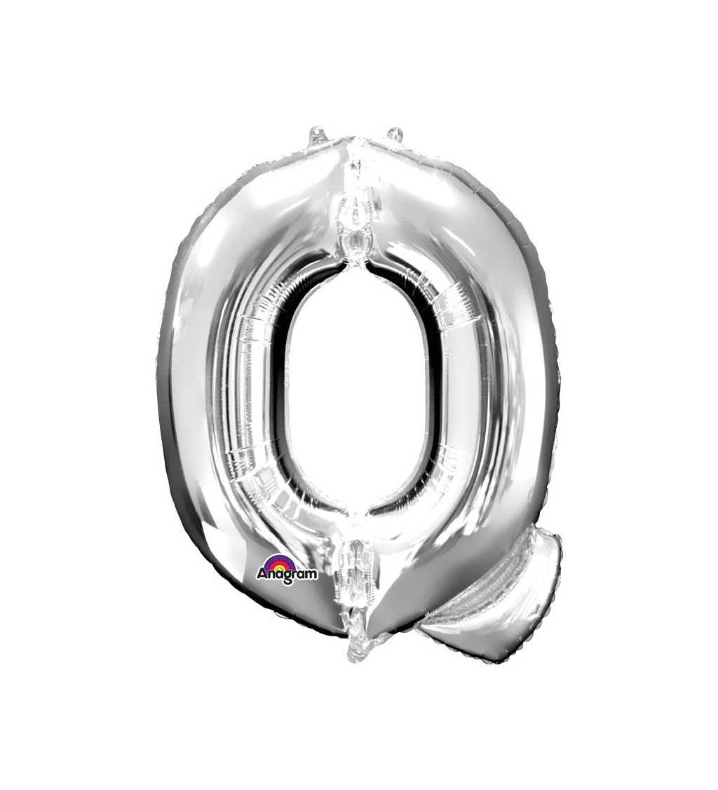 Stříbrný fóliový balónek Q